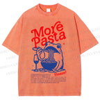 Unisex More Pasta Frog Printed Washed Tee
