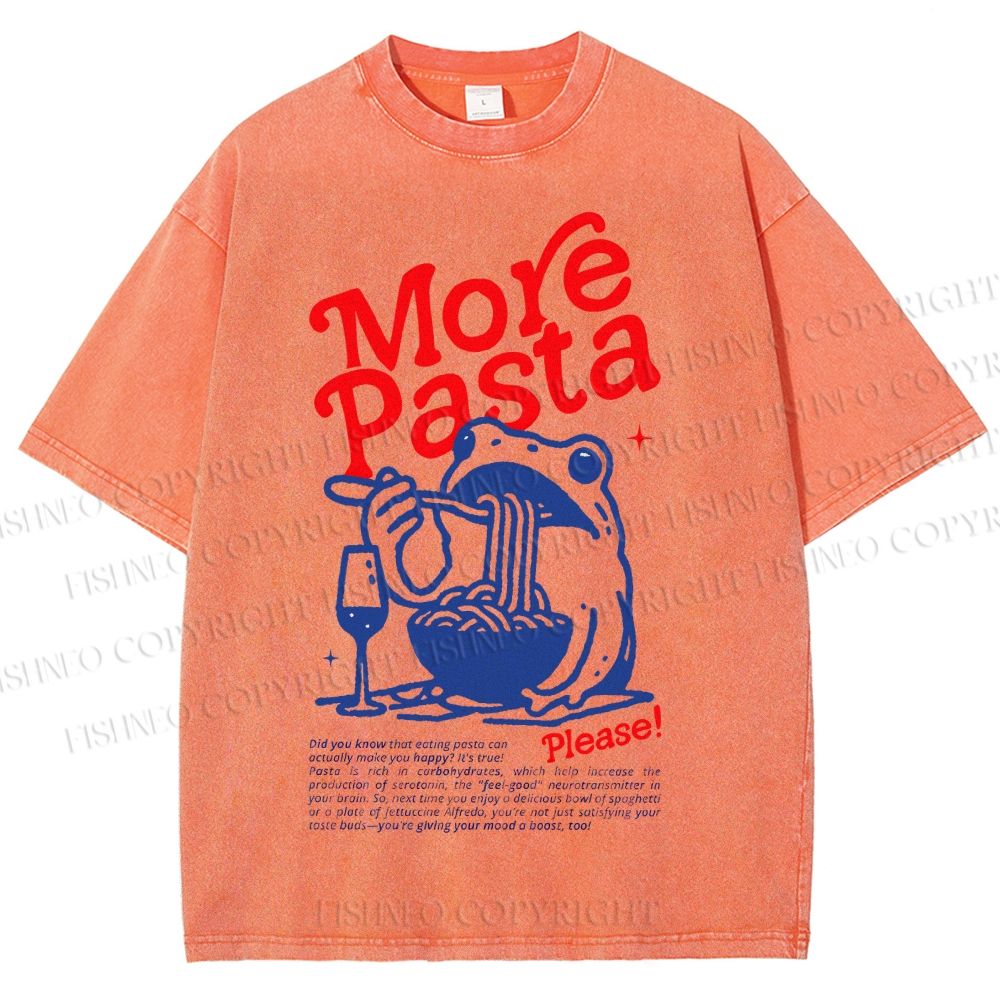 Unisex More Pasta Frog Printed Washed Tee