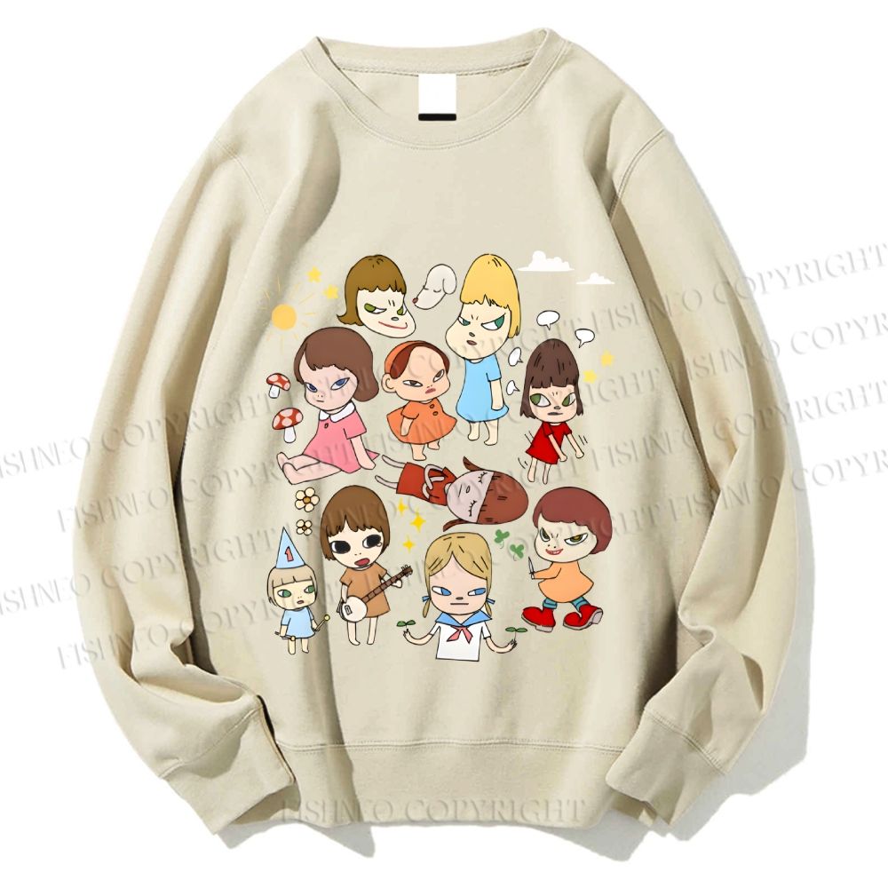 Unisex Japanese Art Yoshitomo Nara Printed Sweatshirt
