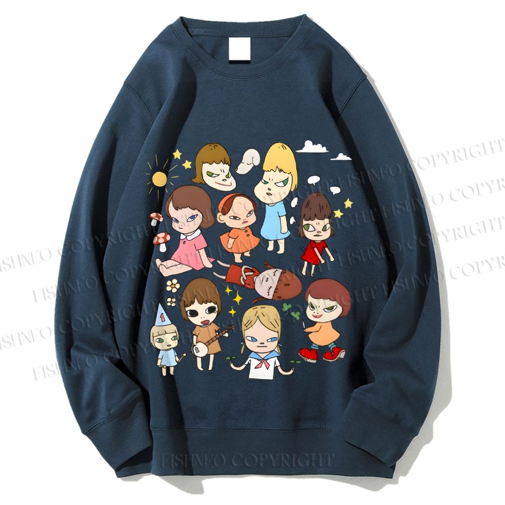 Unisex Japanese Art Yoshitomo Nara Printed Sweatshirt