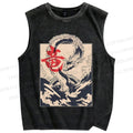 Japanese Dragon Vintage Distressed Washed Tank Top