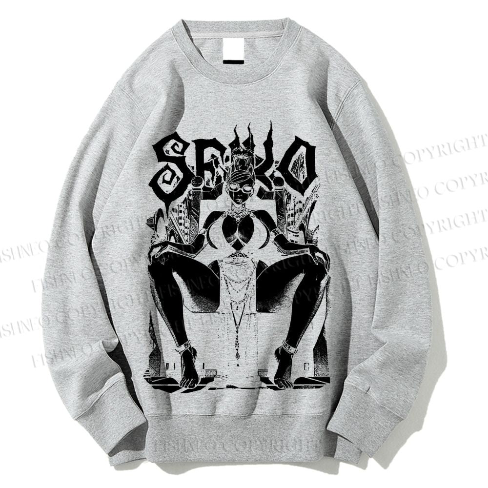 Unisex Vintage Anime Woman Printed Sweatshirt