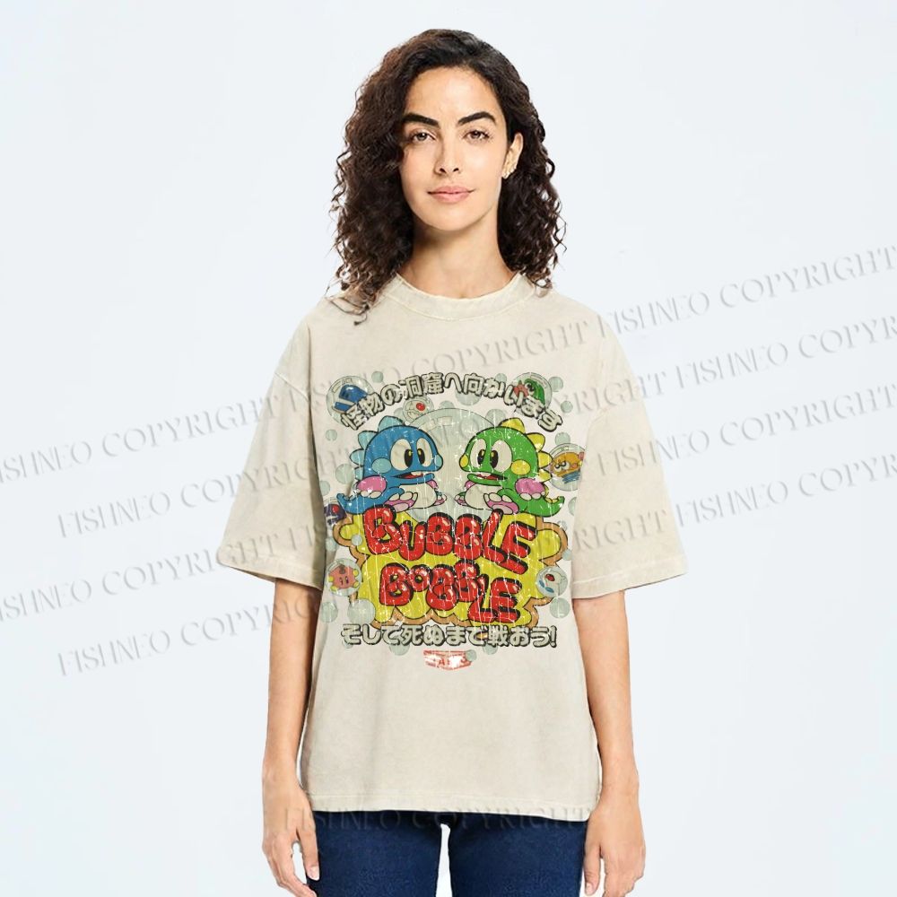 Unisex Bubble Bobble Printed Washed Tee
