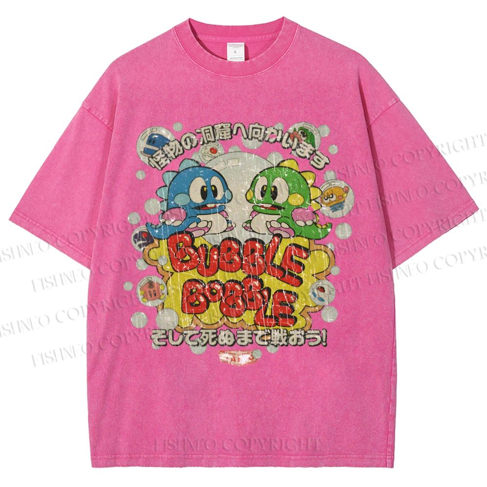 Unisex Bubble Bobble Printed Washed Tee