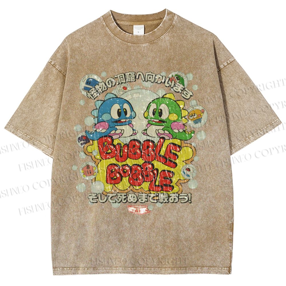 Unisex Bubble Bobble Printed Washed Tee
