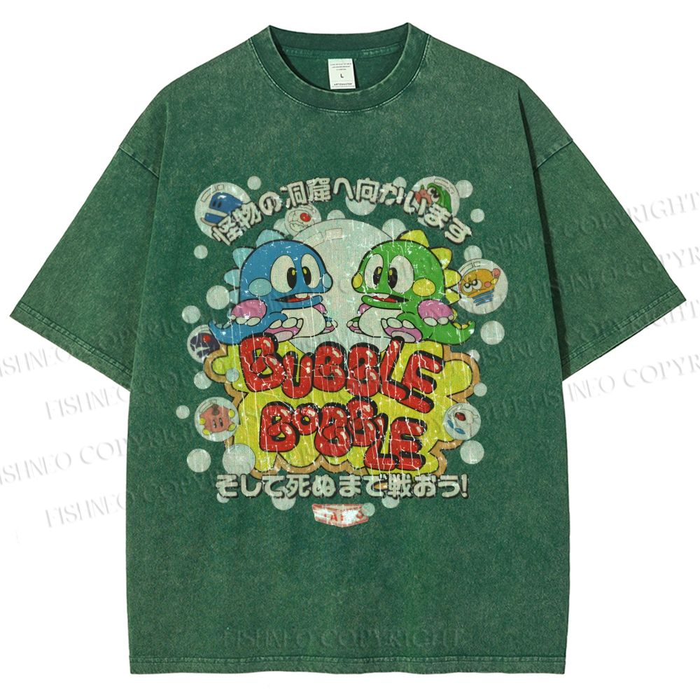 Unisex Bubble Bobble Printed Washed Tee
