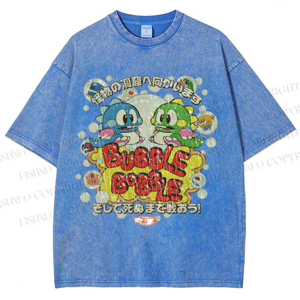 Unisex Bubble Bobble Printed Washed Tee