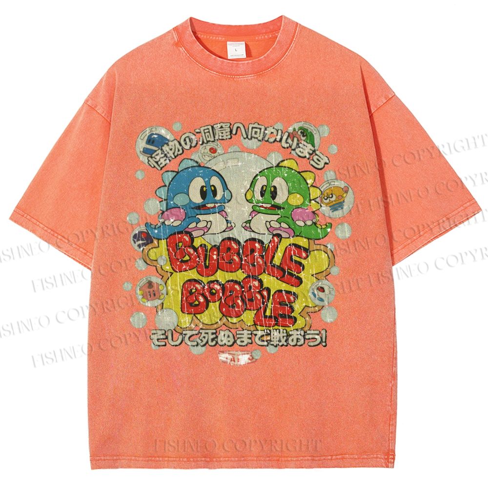 Unisex Bubble Bobble Printed Washed Tee