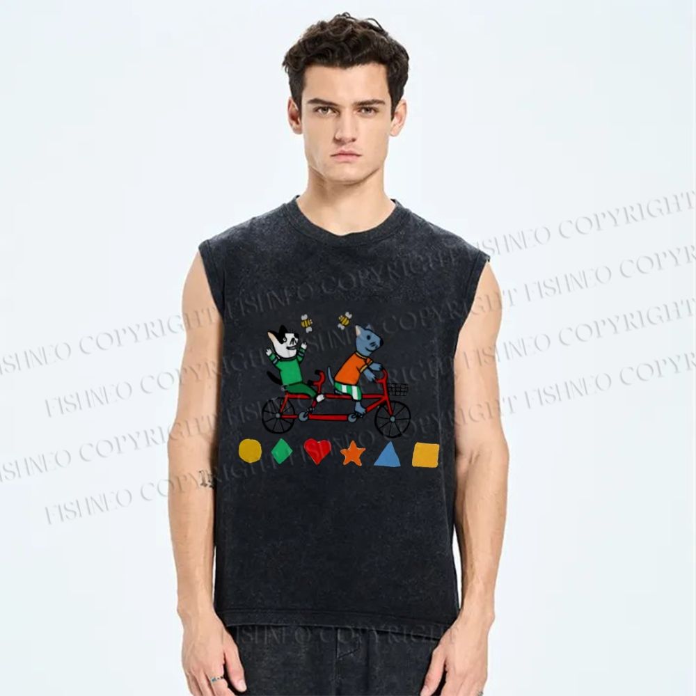 Unisex Slushy Noobz Printed Washed Tank Top