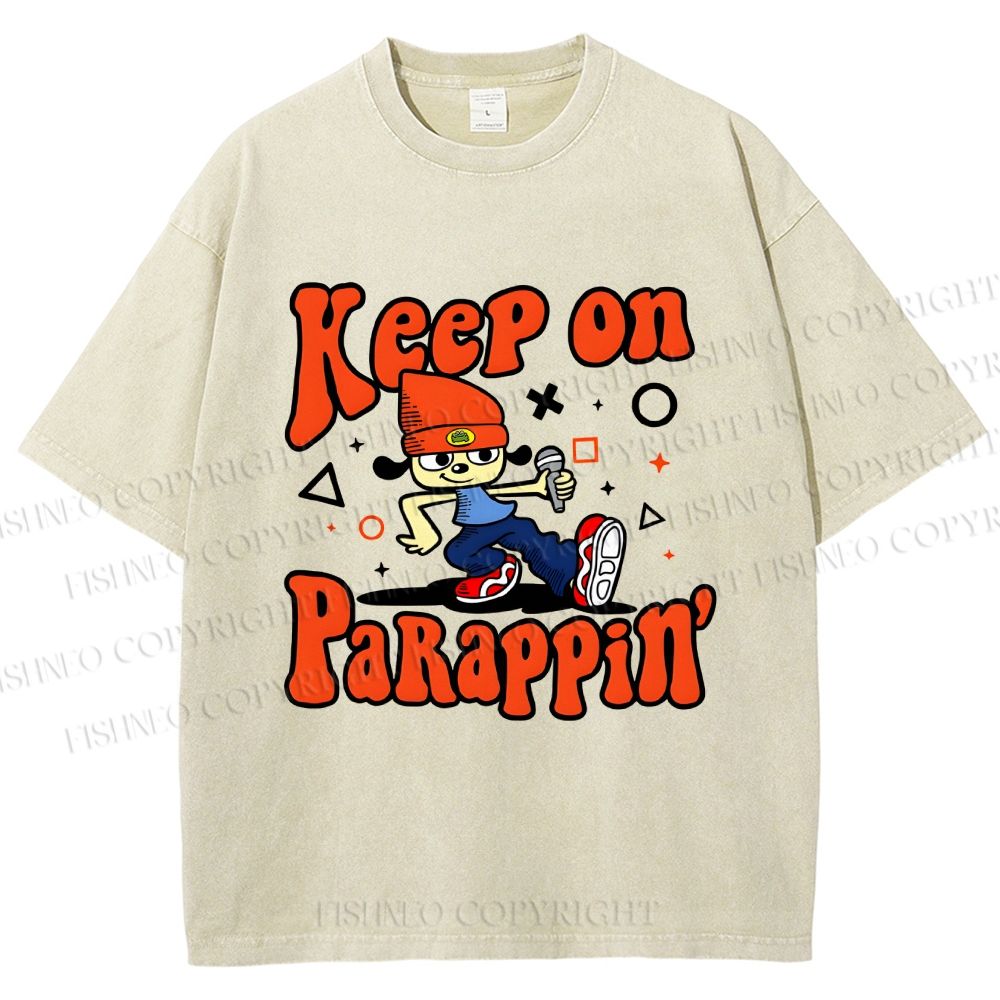 Unisex Keep On PaRappin Printed Washed Tee