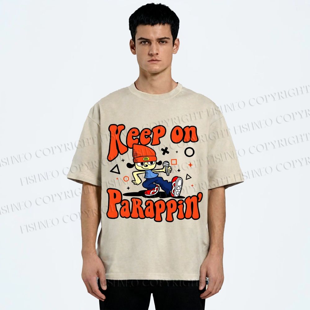 Unisex Keep On PaRappin Printed Washed Tee