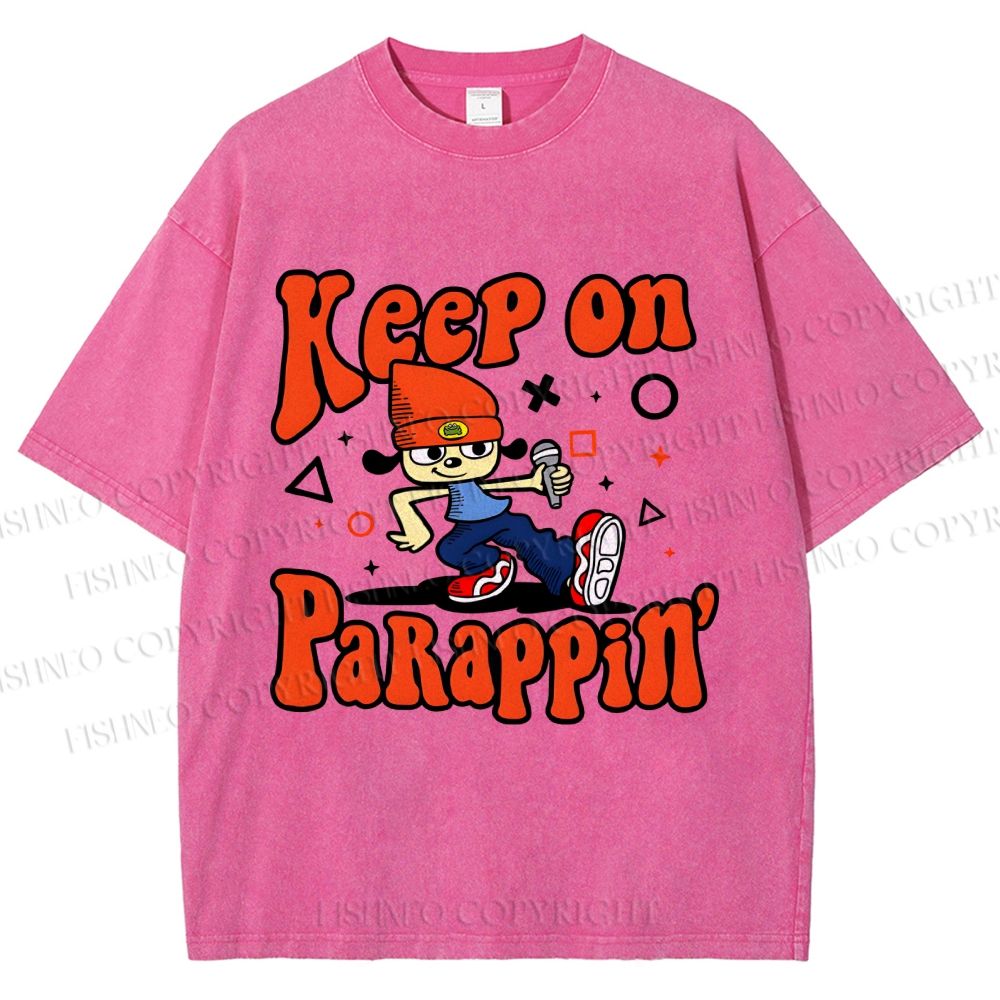 Unisex Keep On PaRappin Printed Washed Tee