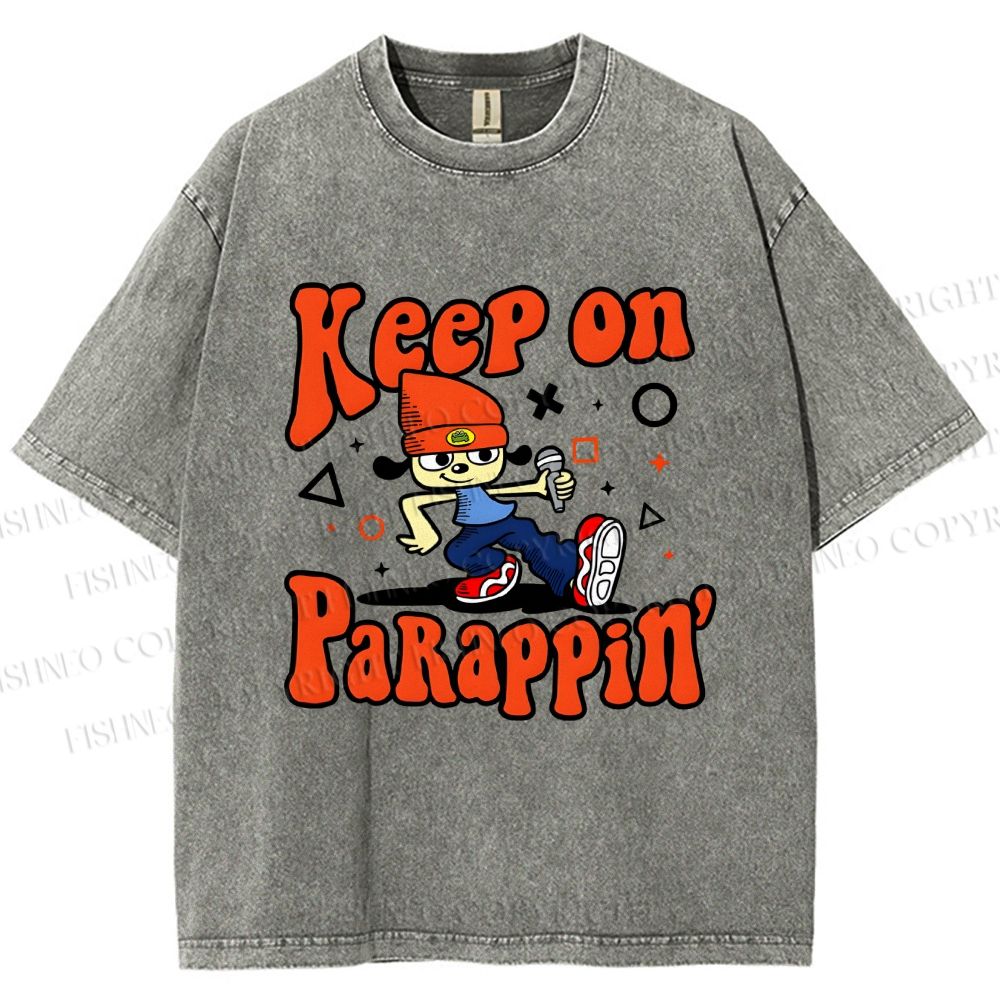 Unisex Keep On PaRappin Printed Washed Tee
