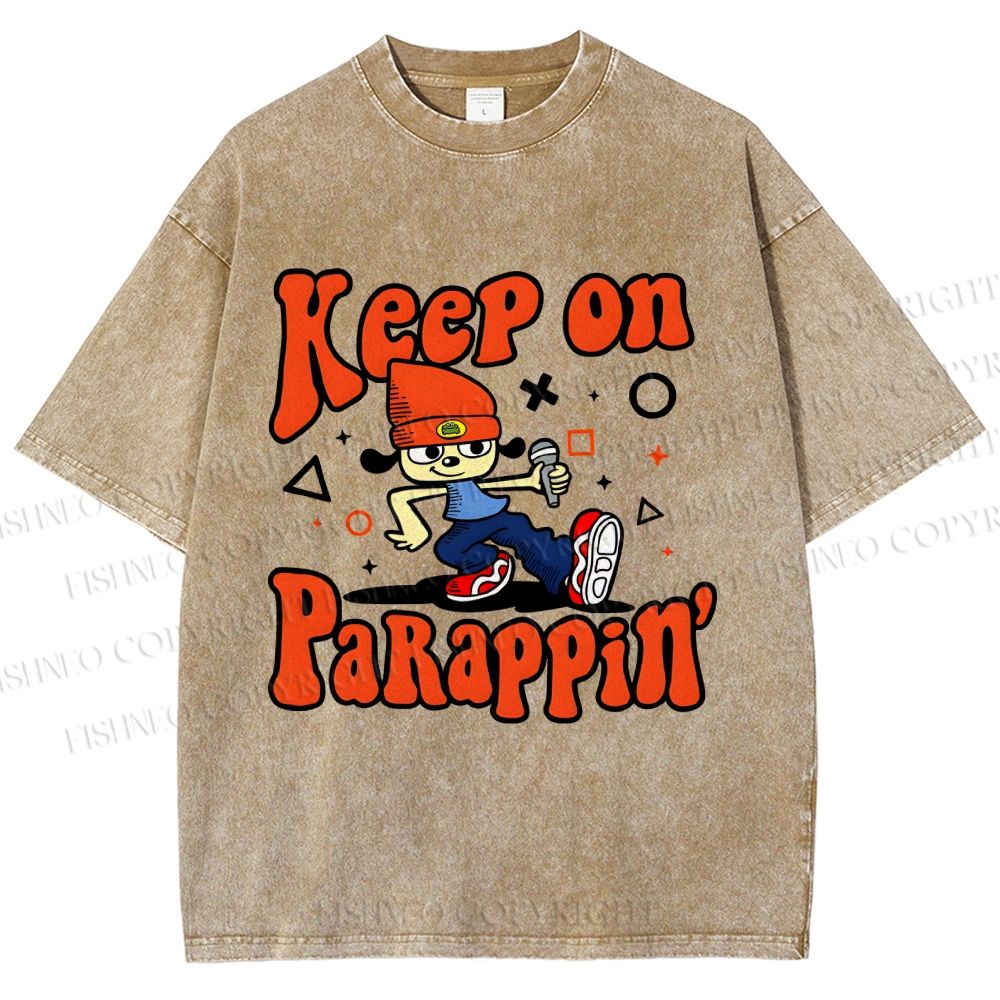Unisex Keep On PaRappin Printed Washed Tee