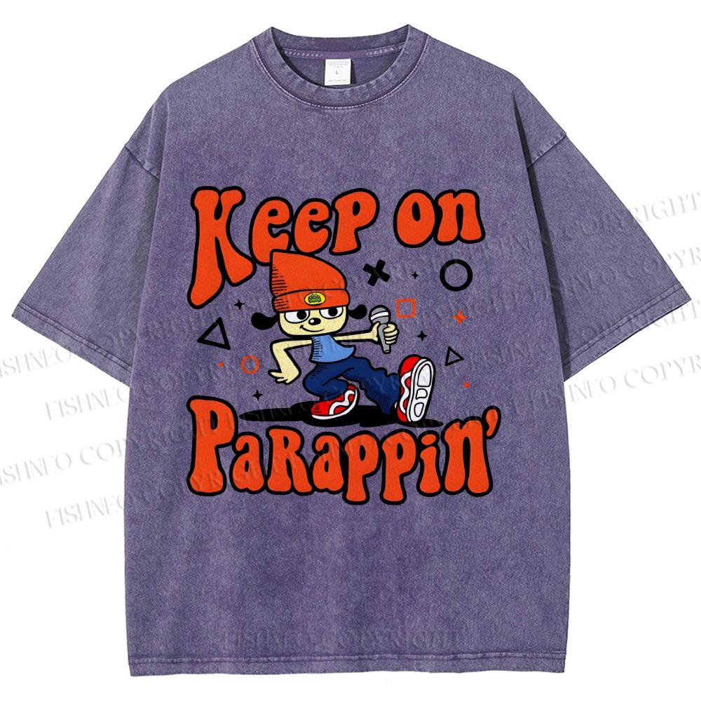 Unisex Keep On PaRappin Printed Washed Tee
