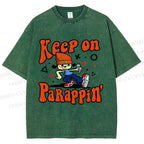 Unisex Keep On PaRappin Printed Washed Tee