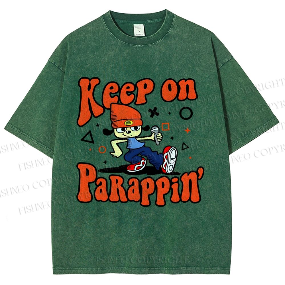 Unisex Keep On PaRappin Printed Washed Tee
