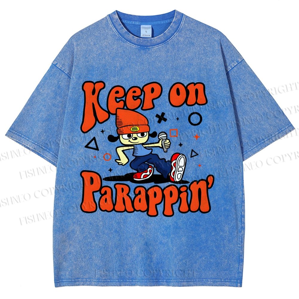 Unisex Keep On PaRappin Printed Washed Tee