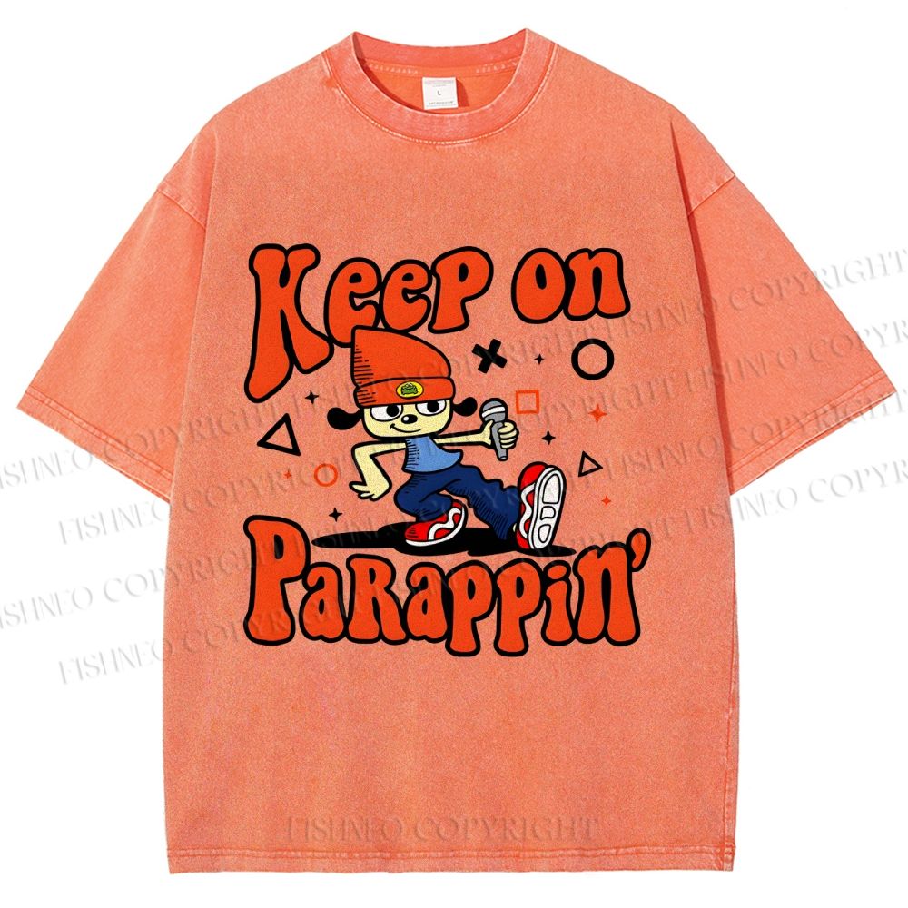 Unisex Keep On PaRappin Printed Washed Tee