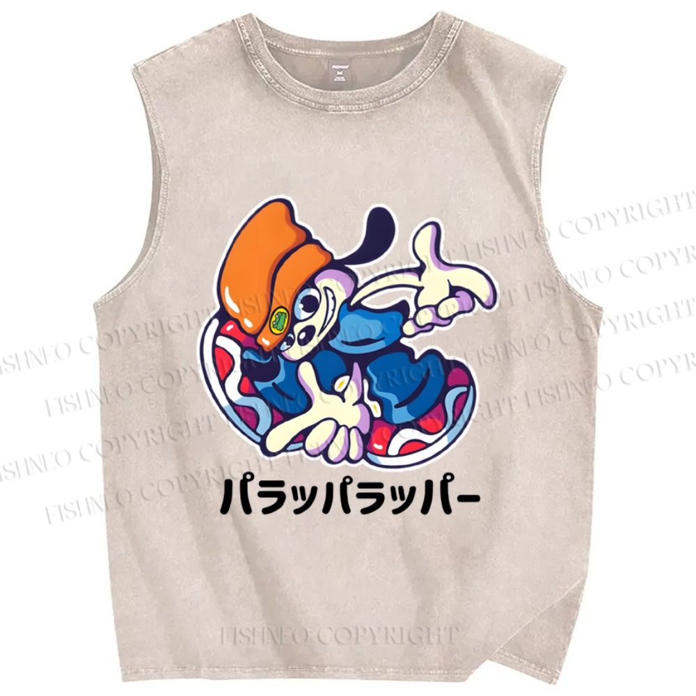 Unisex PaRappa Carlos Rappa Printed Washed Tank Top