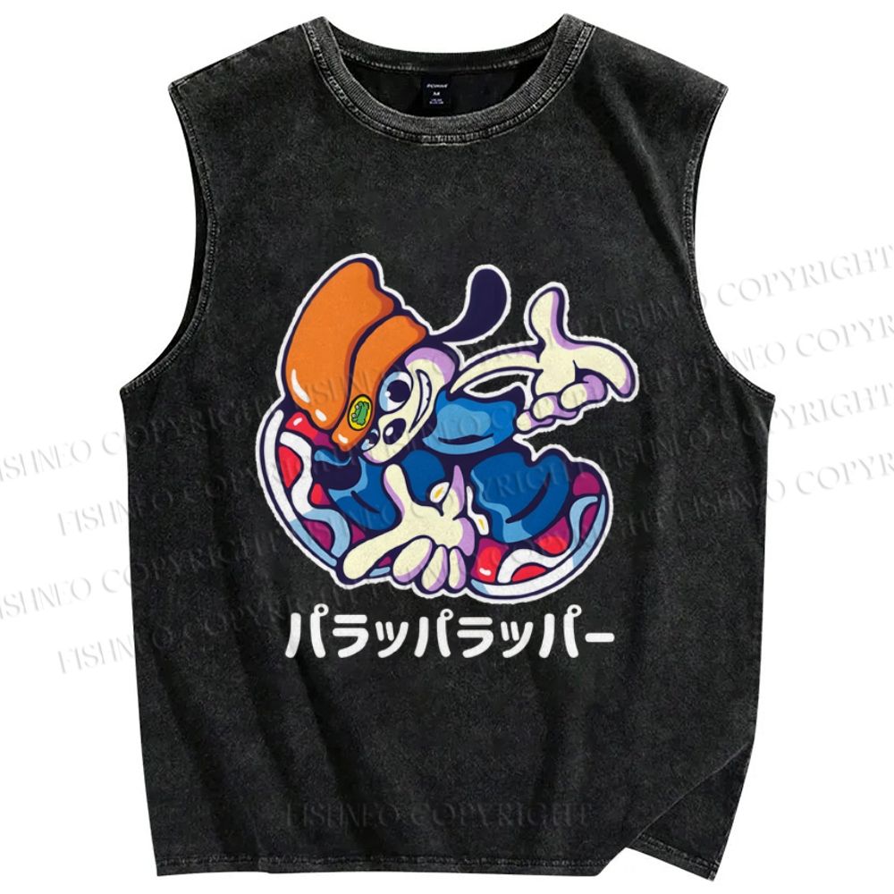 Unisex PaRappa Carlos Rappa Printed Washed Tank Top
