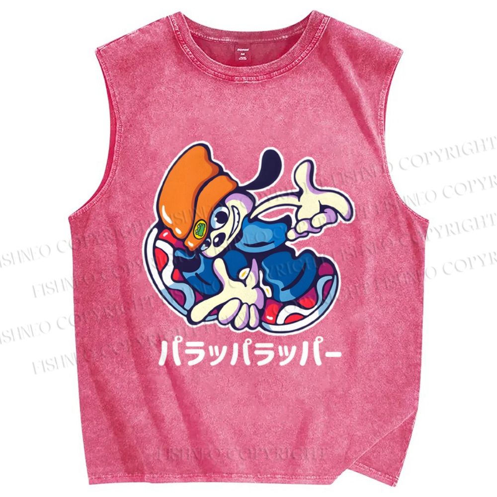 Unisex PaRappa Carlos Rappa Printed Washed Tank Top
