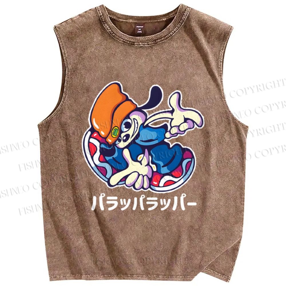 Unisex PaRappa Carlos Rappa Printed Washed Tank Top