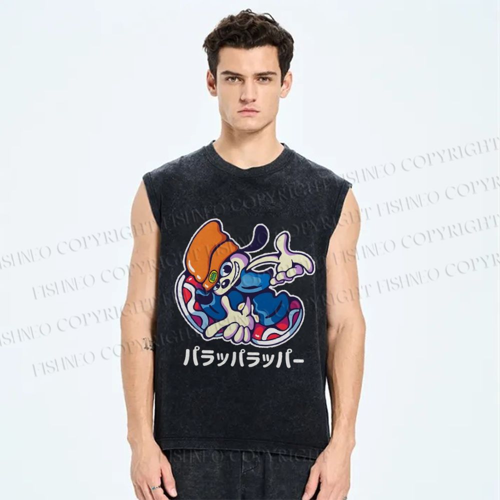 Unisex PaRappa Carlos Rappa Printed Washed Tank Top
