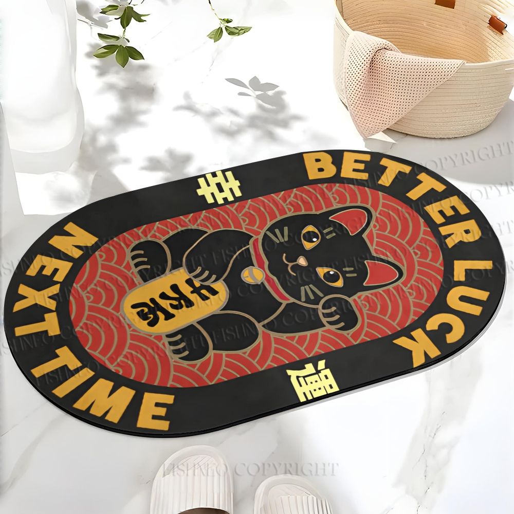 Better Luck Cat Printed Bath Mat