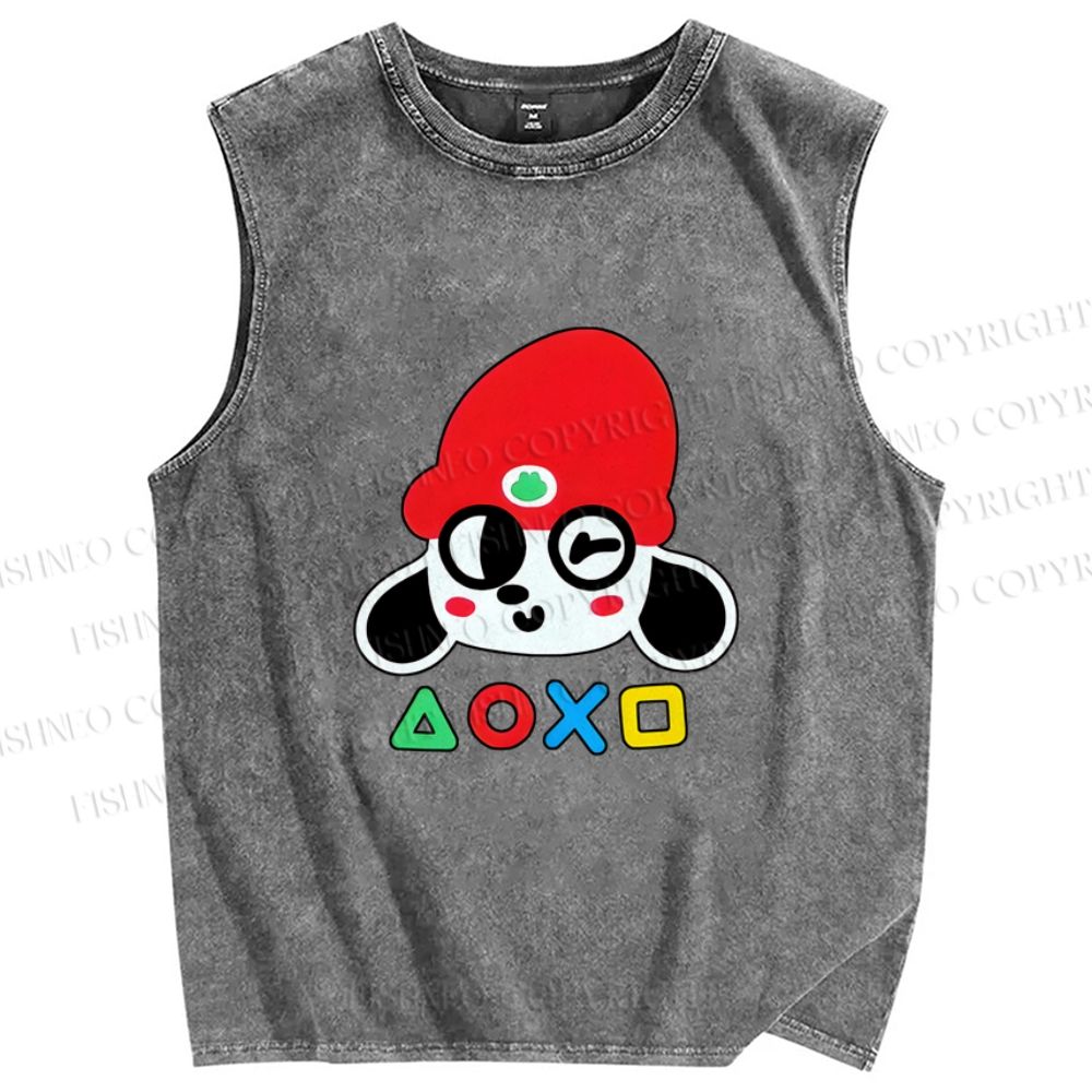 Unisex PaRappa the Rapper Printed Washed Tank Top