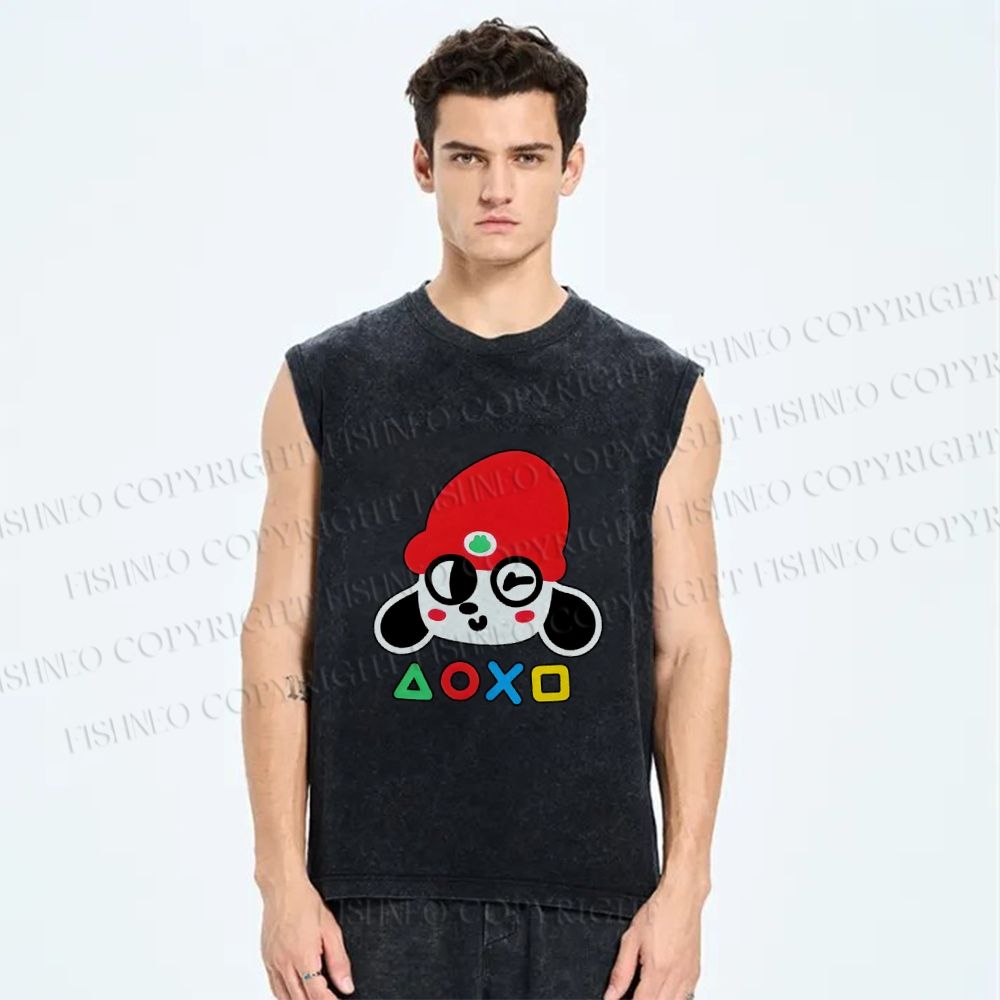 Unisex PaRappa the Rapper Printed Washed Tank Top