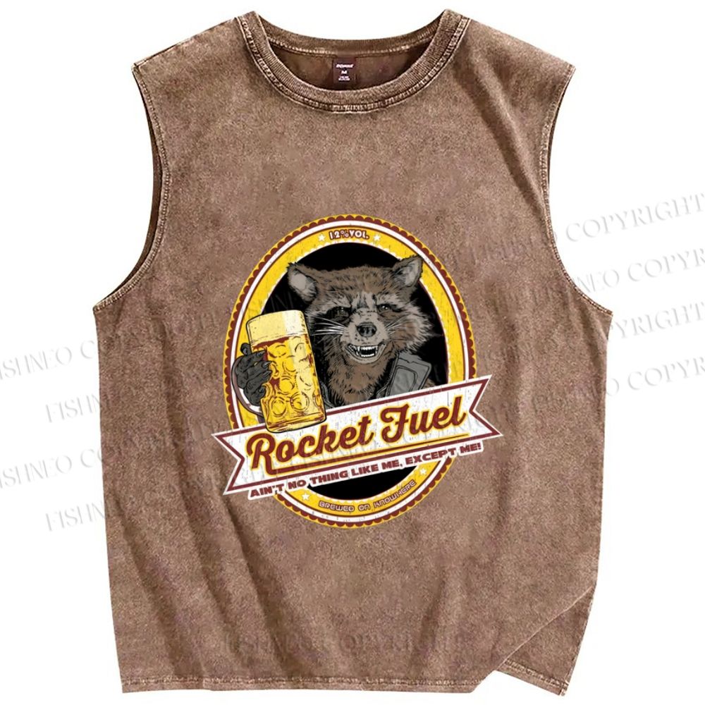 Unisex Rocket Fuel Printed Washed Tank Top