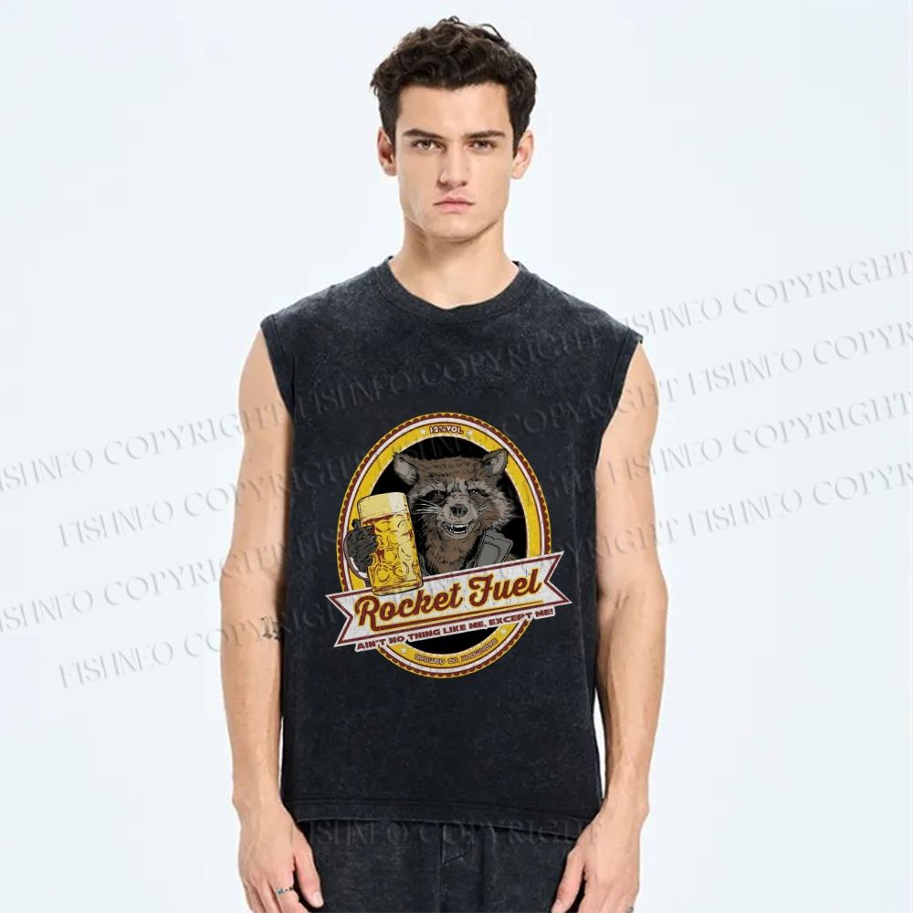 Unisex Rocket Fuel Printed Washed Tank Top