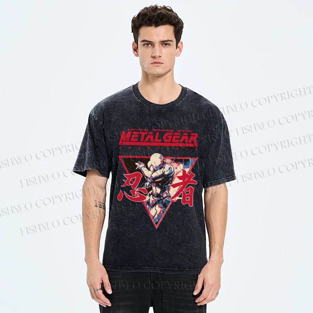 Unisex Metal Gear Solid Cyborg Ninja Printed Washed Tee
