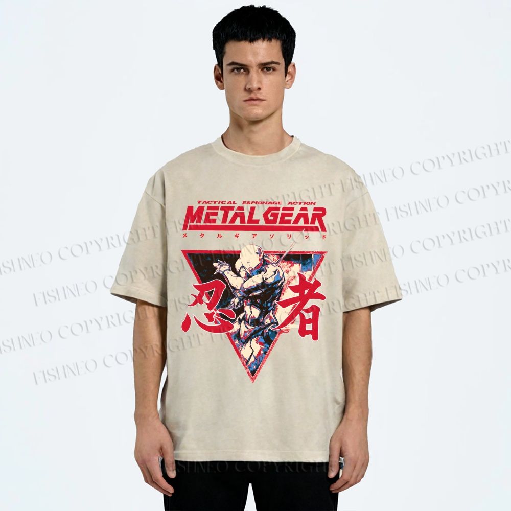 Unisex Metal Gear Solid Cyborg Ninja Printed Washed Tee