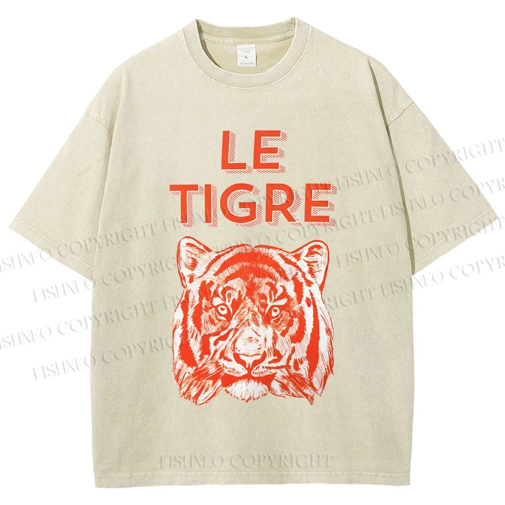 Unisex Le Tiger Printed Washed Tee
