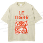 Unisex Le Tiger Printed Washed Tee
