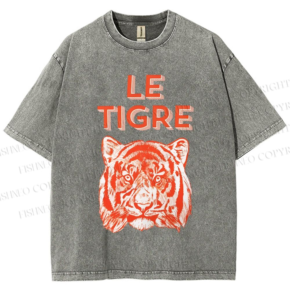 Unisex Le Tiger Printed Washed Tee