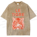 Unisex Le Tiger Printed Washed Tee