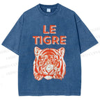 Unisex Le Tiger Printed Washed Tee
