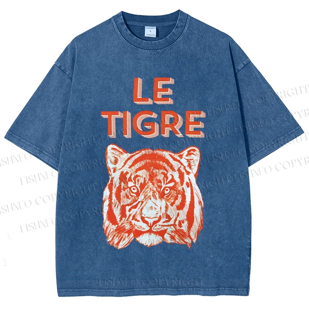 Unisex Le Tiger Printed Washed Tee