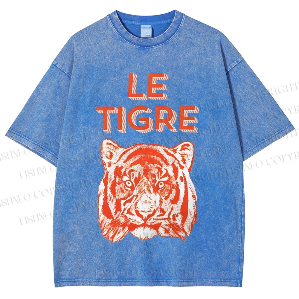Unisex Le Tiger Printed Washed Tee