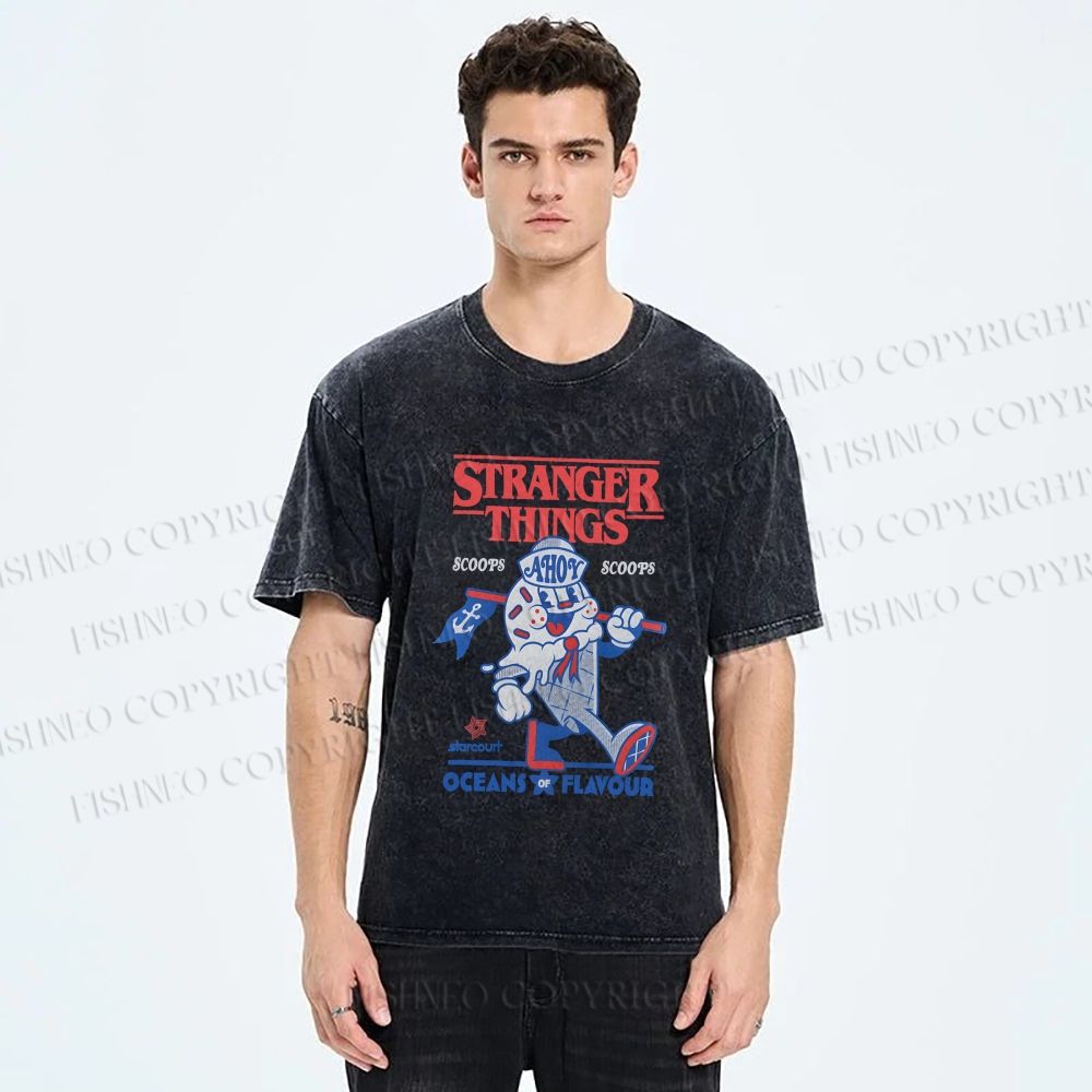 Unisex Stranger Things Printed Washed Tee