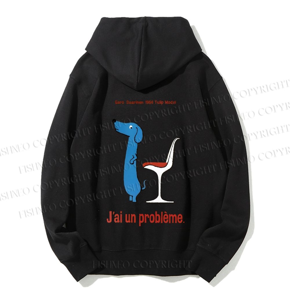 Unisex Casual Cotton Dachshund Dog Tulip Chair Printed Hoodie