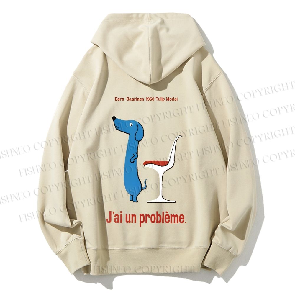 Unisex Casual Cotton Dachshund Dog Tulip Chair Printed Hoodie