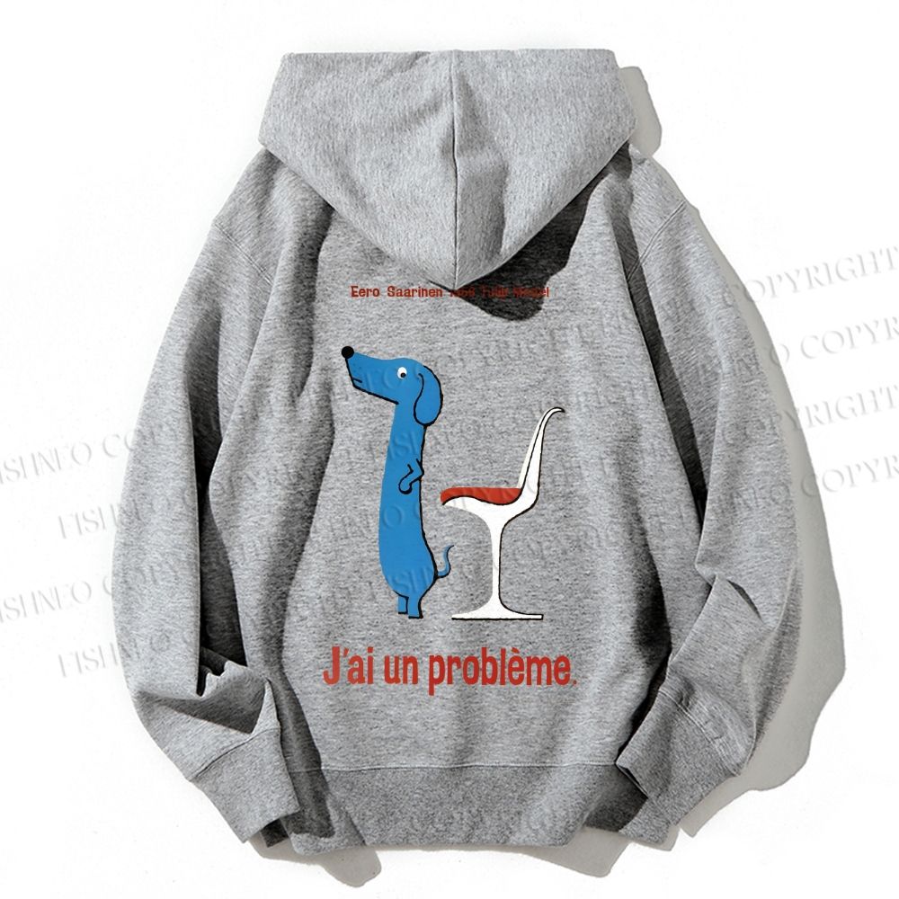 Unisex Casual Cotton Dachshund Dog Tulip Chair Printed Hoodie