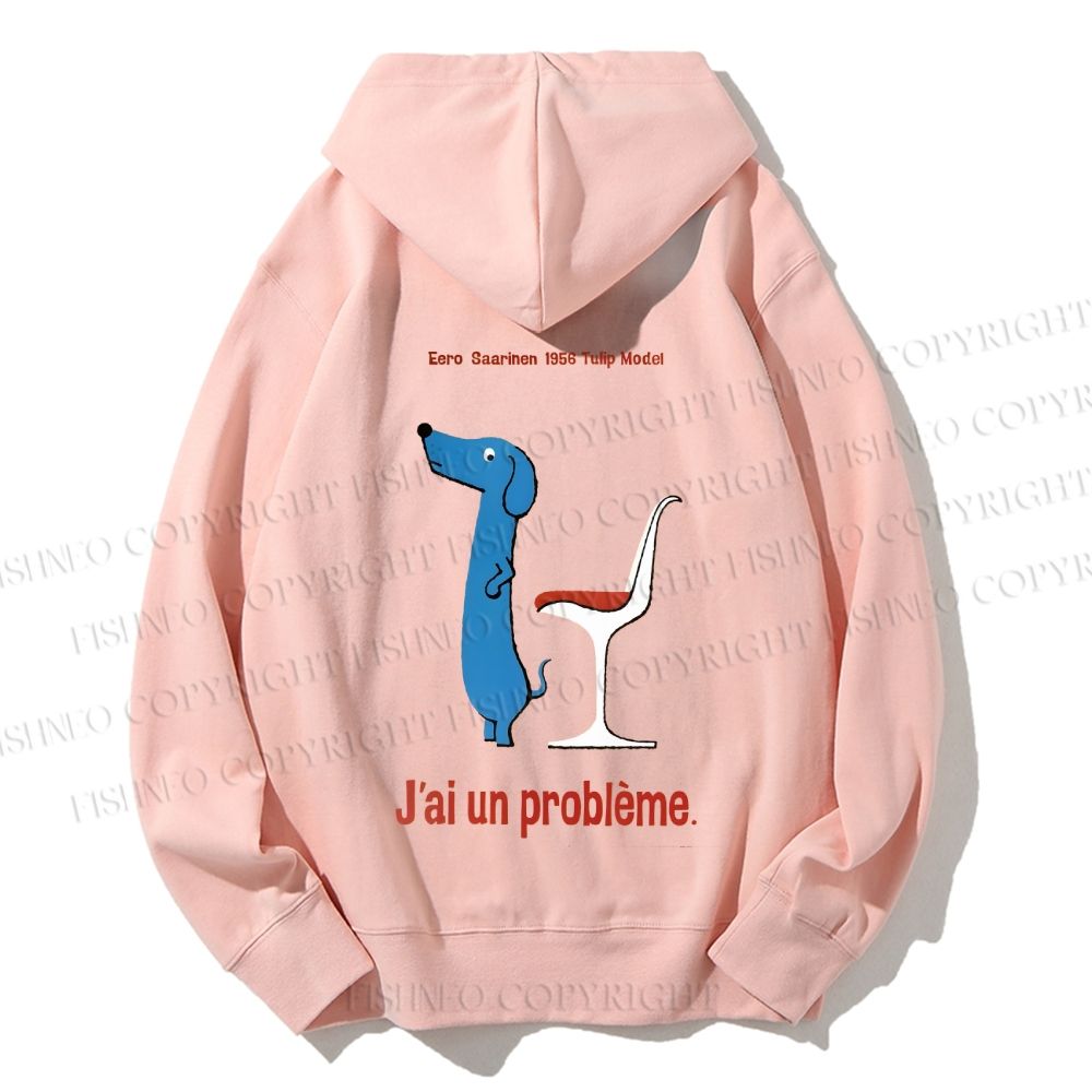 Unisex Casual Cotton Dachshund Dog Tulip Chair Printed Hoodie