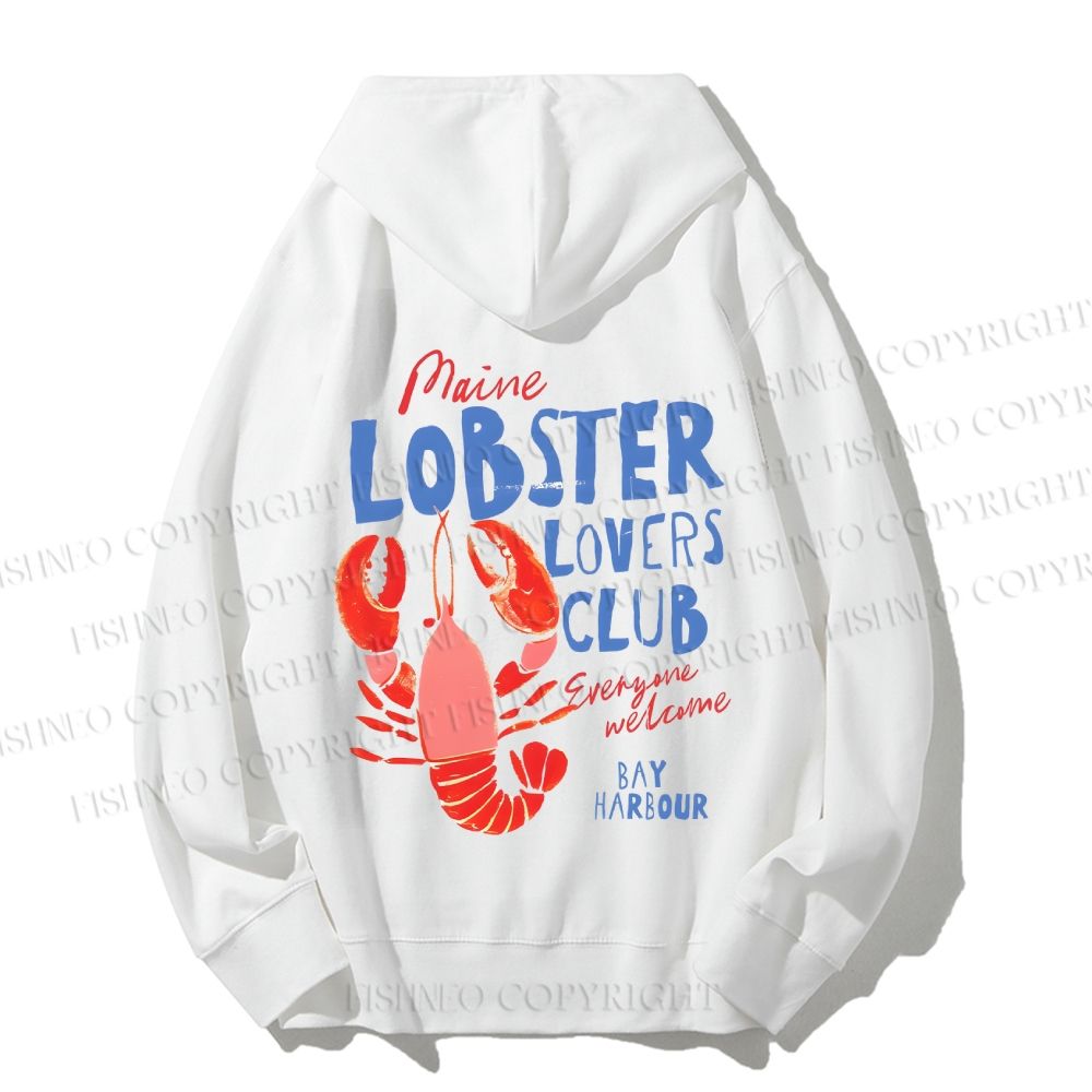 Unisex Casual Cotton Maine Lobster Lovers Club Printed Hoodie