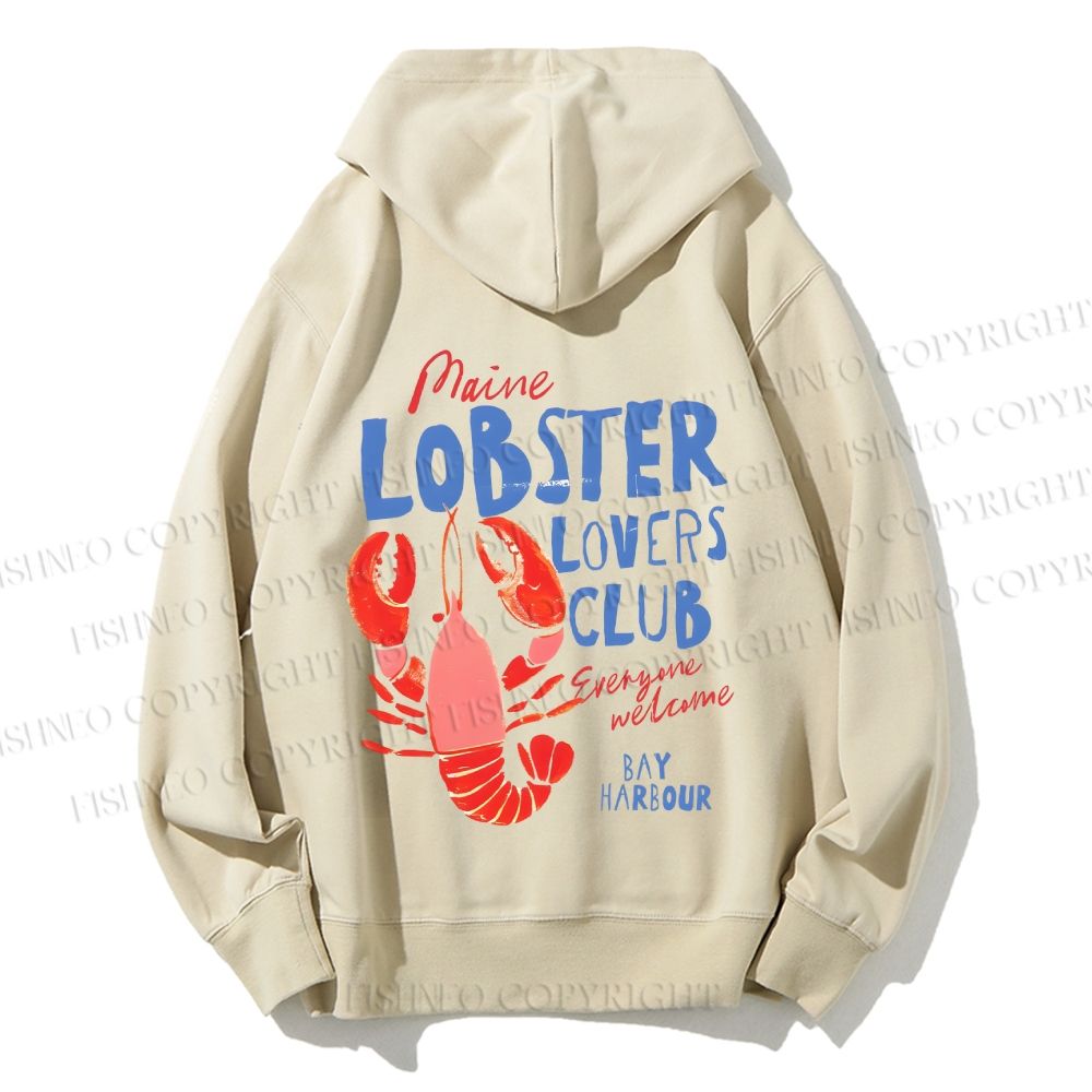 Unisex Casual Cotton Maine Lobster Lovers Club Printed Hoodie