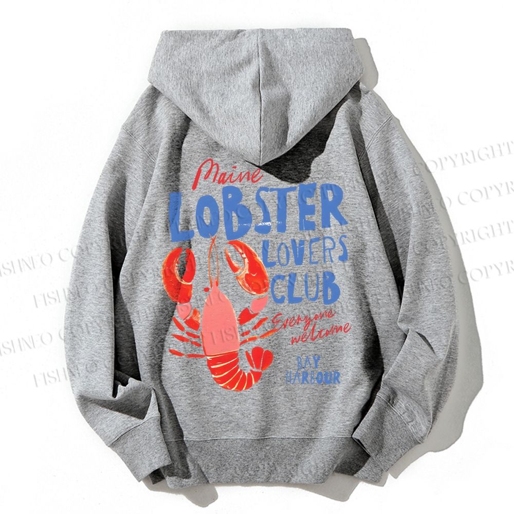 Unisex Casual Cotton Maine Lobster Lovers Club Printed Hoodie